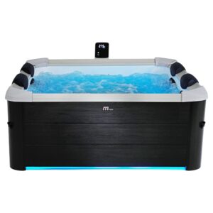 mspa oslo 6 person squared wifi mspa app controlled hot tub with hydro massage jets plus, oled touch screen control and led strip, gray/white