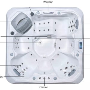 Comfort Hot Tubs - Hot Tub Spa - Seats 5-6 People - 51 Jets – Roll Cover, Water Fountains, Ozonator, LED Lights, Headrests, and More