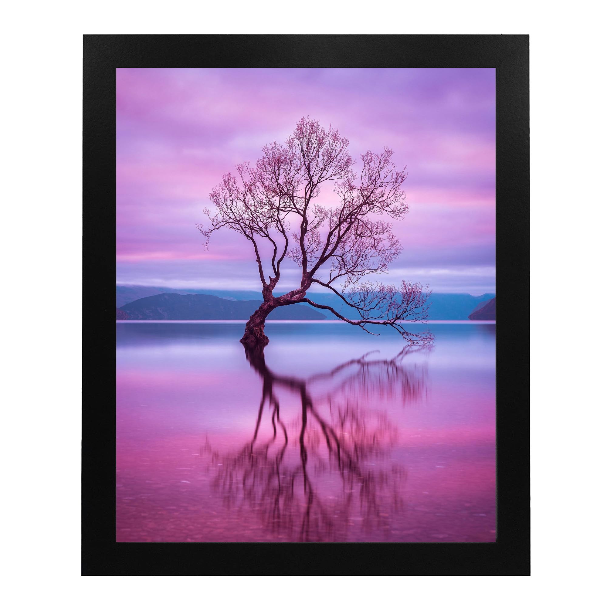 New Zealand Wanaka Tree - Inspirational Wall Decor, Nature Themed Motivational Wall Art, Zen Lake Design Art Print For Home Decor, Living Room Decor, Office Decor, or Studio Decor, Unframed - 8 x 10