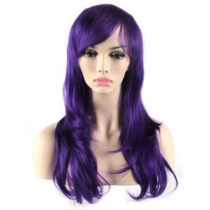 Akstore 28" 70cm Fashion Wigs Long Wavy Curly Hair Cosplay Wig & Wig Cap (Purple)