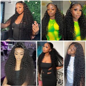 bangjazz 13x4 Deep Wave Lace Front Wigs Human Hair 180% Density Deep Wave Frontal Wigs Human Hair HD Lace 26 Inch Curly Wigs for Black Women Pre Plucked with Baby Hair Curly Lace Front Wig Human Hair