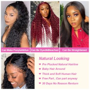 Curly Lace Front Wig Human Hair 13x4 Deep Wave Lace Front Wigs Human Hair for Women Wet and Wavy 250% Density HD Lace Frontal Wigs Human Hair Pre Plucked with Baby Hair Natural Hairline(20inch)