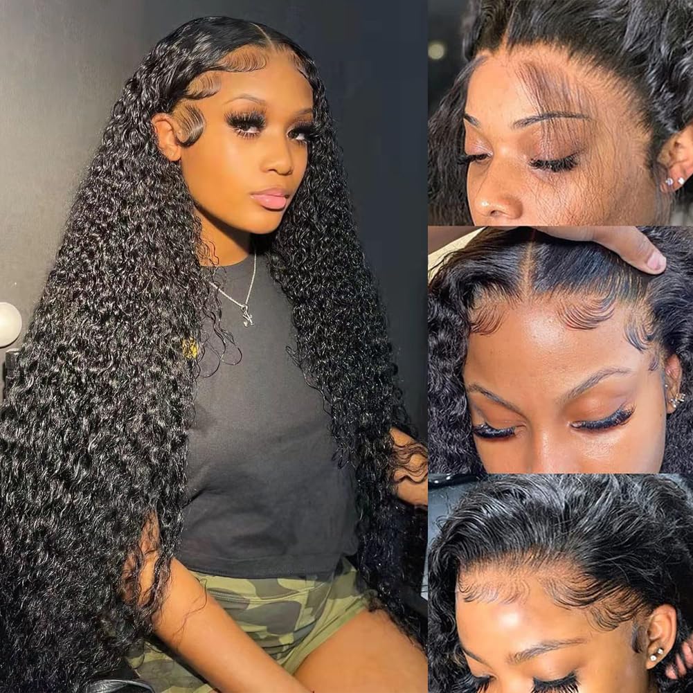 Curly Lace Front Wig Human Hair 13x4 Deep Wave Lace Front Wigs Human Hair for Women Wet and Wavy 250% Density HD Lace Frontal Wigs Human Hair Pre Plucked with Baby Hair Natural Hairline(20inch)