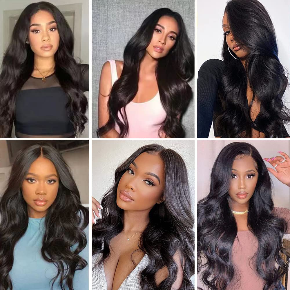 Wigs Hair Lace Front Wigs 26 inch Pre Plucked Cut 180% Density 13x6 Body Wave Glueless HD Transparent Wigs for Black Women Used in Daily Party Work (Black)