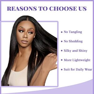 Quantum Love Wigs Long Natural Straight Middle Part Natural Black Color Wig Heat Resistant Realistic Synthetic Daily Party Wig for Women