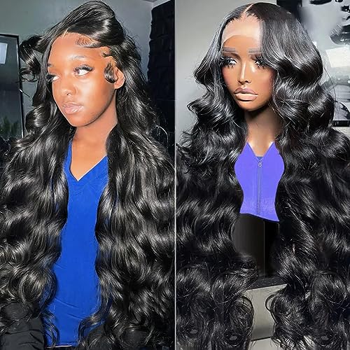 TimeBe Body Wave Lace Front Wigs Human Hair for Women 13x6 HD 180 Density Glueless Brazilian Virgin Human Hair Lace Frontal Wigs Pre Plucked with Baby Hair Natural Color (24 Inch)