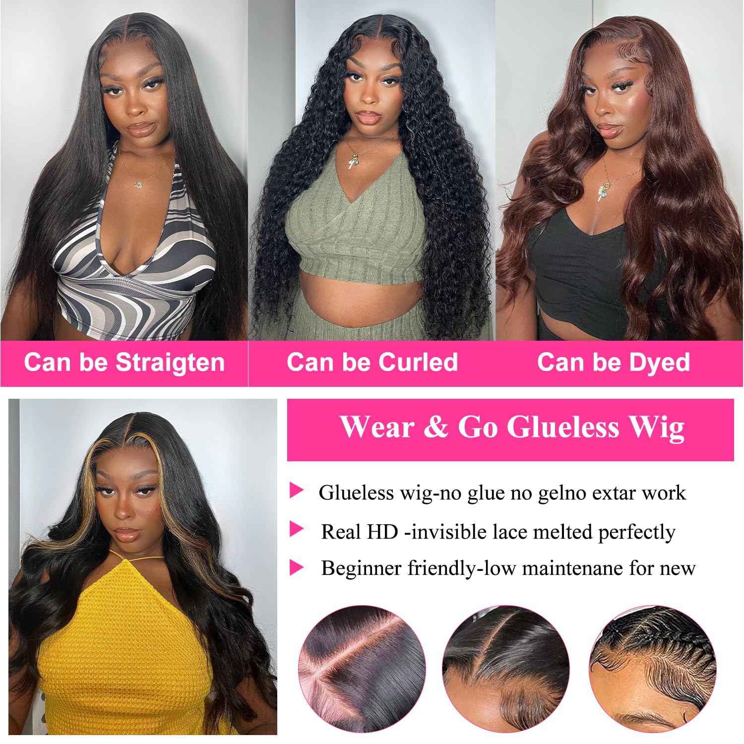 Uveous 26 Inch Glueless Wigs Human Hair Pre Plucked/Cut Wear and Go Wig 180 Density 5x5 Hd Lace Closure Wigs Human Hair Body Wave Hd Lace Front Wigs for Women Frontal Wigs