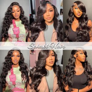 Sphakl 13x4 Body Wave Lace Front Wigs Human Hair 180% Density HD Lace Front Wigs For Women Human Hair Pre Plucked Lace Frontal Wigs Human Hair (26inch)