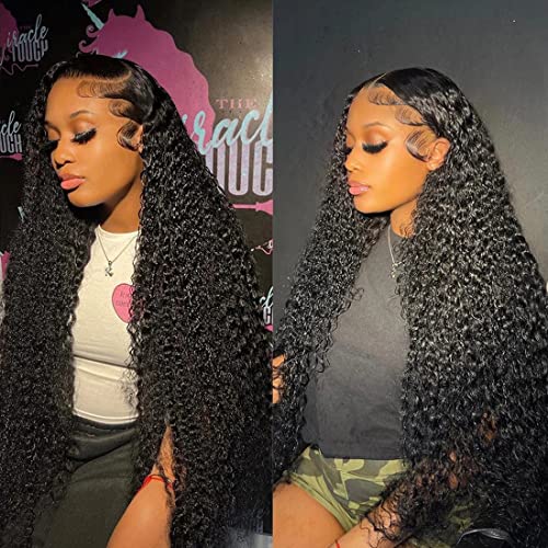 Filrku Water Wave Lace Front Wigs 13x4 HD Trasparent Glueless Lace Frontal Wigs for Women Pre Plucked with Baby Hair 180% Density Wet and Wavy Wigs (26 inch)