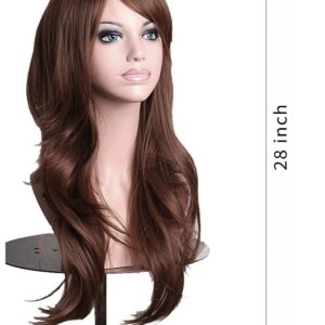 AneShe Wigs 28" Long Wavy Hair Heat Resistant Cosplay Wig for Women (Dark Brown)