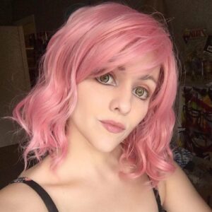 Netgo Pink Wig for Women, Short Pink Wig with Bangs, Natural Wavy Wigs Heat Resistant Synthetic Womens Wigs Daily Party Cosplay Wig