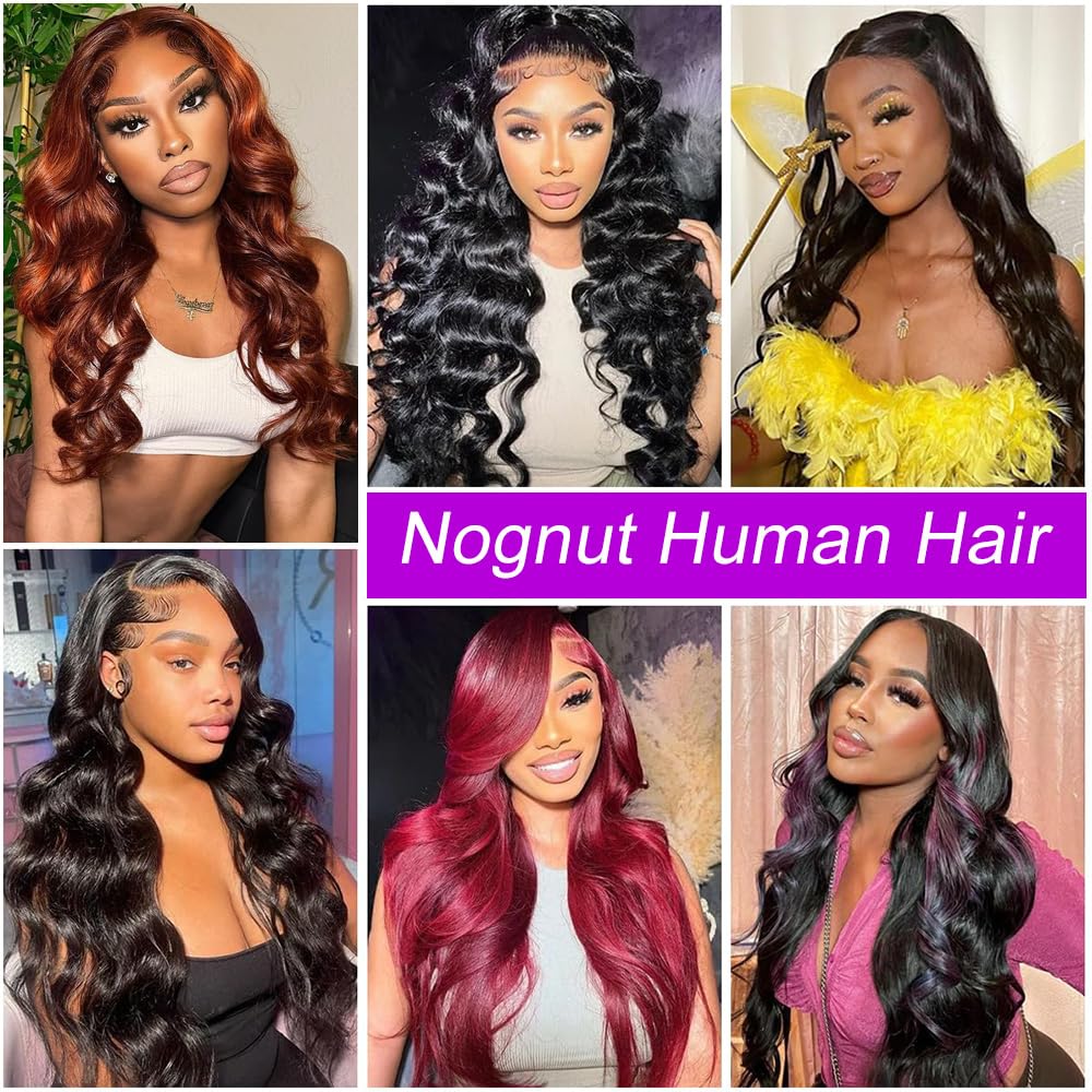 Nognut 30 Inch HD Lace Front Wigs Human Hair Body Wave Frontal Wigs for Women Human Hair 13x4 Glueless HD Lace Front Wigs Body Wave 180% Density Pre Plucked Bleached Knots Lace Front Wigs Human Hair