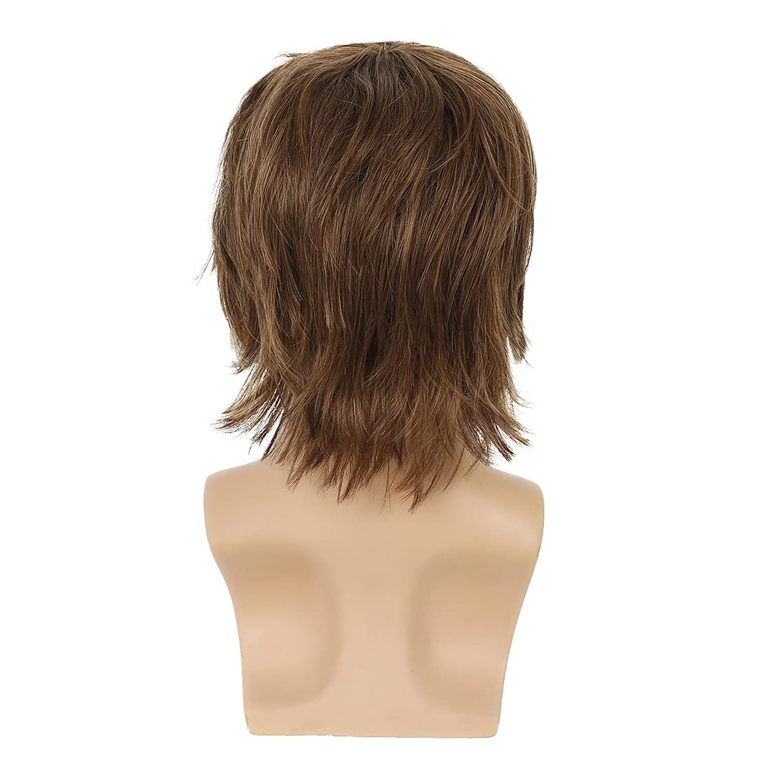 Wiwige Mens Wig Light Brown Short Layered Natural Fluffy Wig Synthetic Heat Resistant Halloween Cosplay Hair Wig