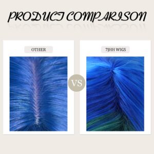 7JHH WIGS Long Wavy Costume Wigs Cosplay Mermaid wig for Women Halloween Party Used High Temperature Heat Resistant Fiber Natural Hairline Cos I Love Lucy Wig (28in, Blue Purple Mermaid Ombre Wig)