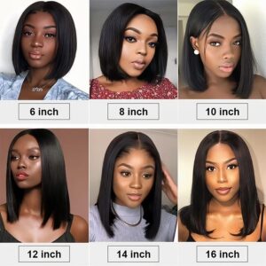 Bob Wig Human Hair 13x4 HD Lace Front Wig 180 Density Glueless Pre Plucked with Baby Hair Short Bob Wigs for Women (12 Inch, Natural Color)