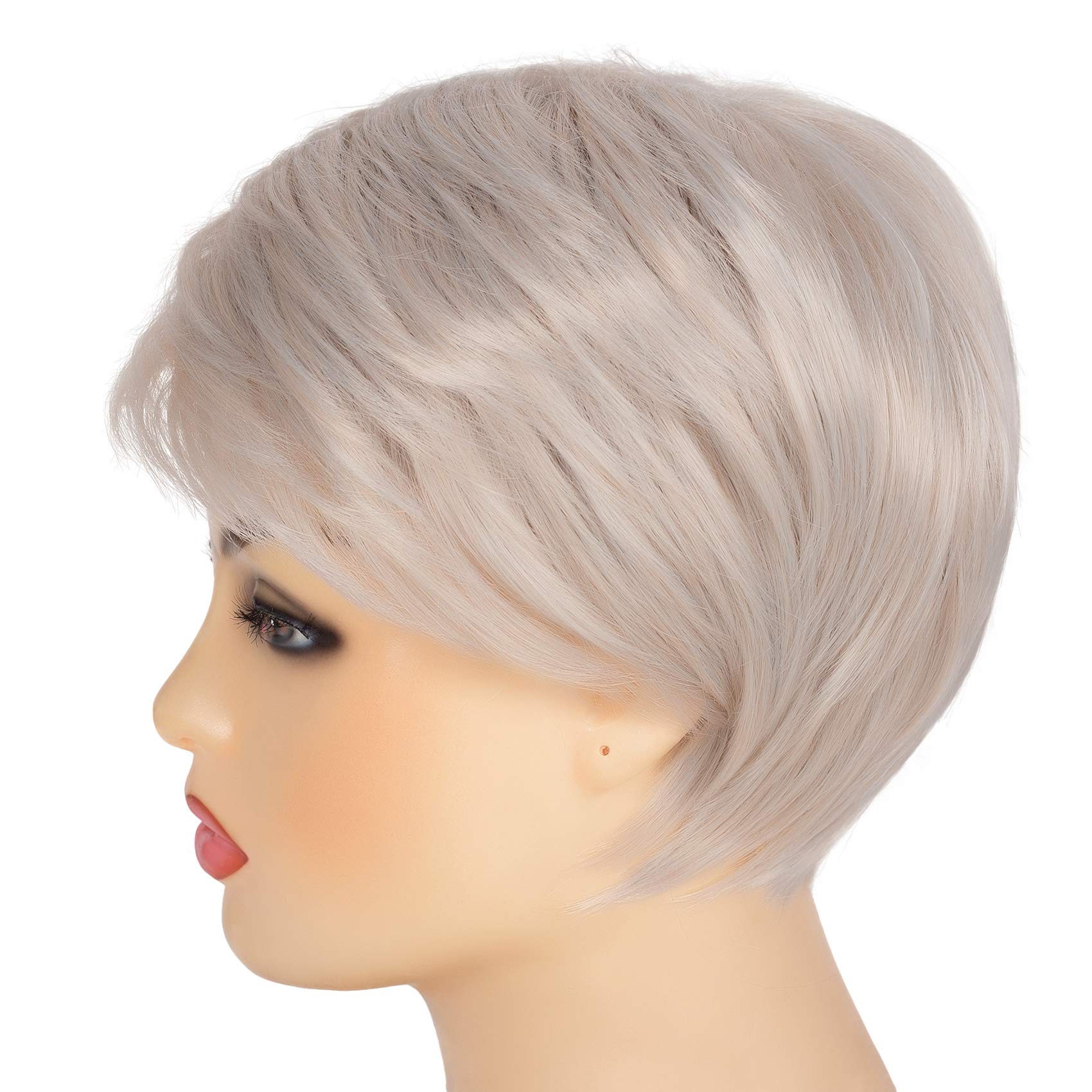 Swiking Short Pixie Cut Blonde Mix Grey Wigs for White Women Fluffy Synthetic Hair Women's Wig Heat Resistant Daily Halloween Party Full Wig