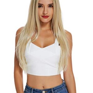 JIASLY Blonde wig For Women Synthetic Hair Long Straight Wigs Free Wig Cap 24 Inches