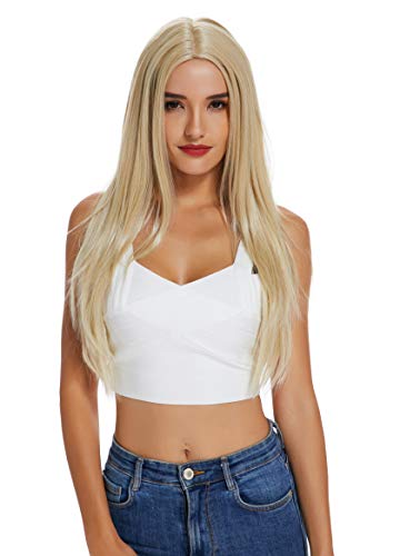 JIASLY Blonde wig For Women Synthetic Hair Long Straight Wigs Free Wig Cap 24 Inches