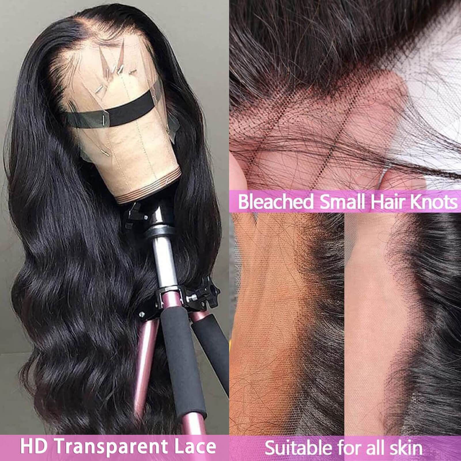 GURVEY 13x4 Body Wave Lace Front Wigs Human Hair for Women 180% Density HD Lace Front Wigs Human Hair Pre Plucked with Baby Hair Natural Hairline Brazilian Virgin Glueless Human Hair Wigs (24 Inch)