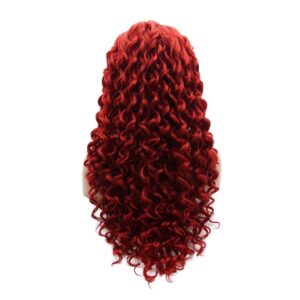 Lushy Stylish Long Curly Red Wig Heavy Density Heat Resistant Synthetic Lace Front Wig