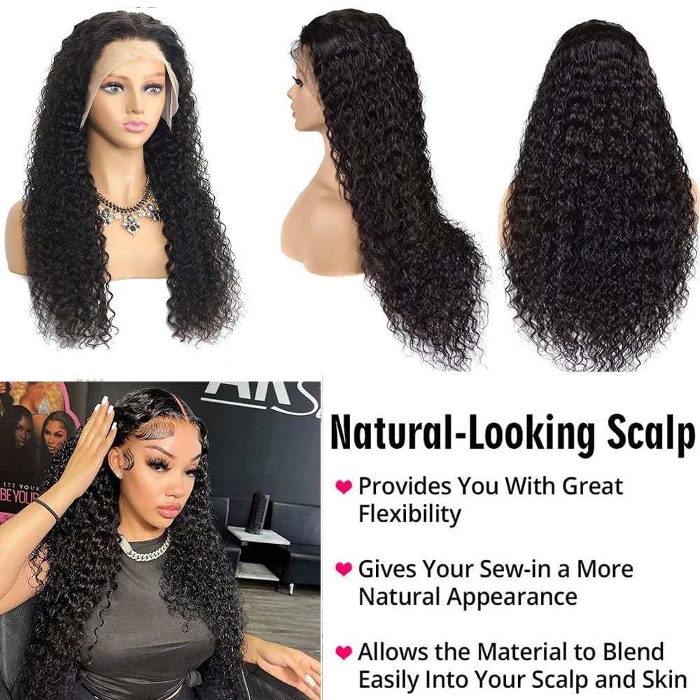 30 Inch Lace Front Wig Human Hair for Black Women 180% Density HD Transparent 13x4 Deep Wave Lace Front Wigs Human Hair Pre Plucked Wet and Wavy Brazilian Curly Glueless Lace Frontal Wigs (30Inch）