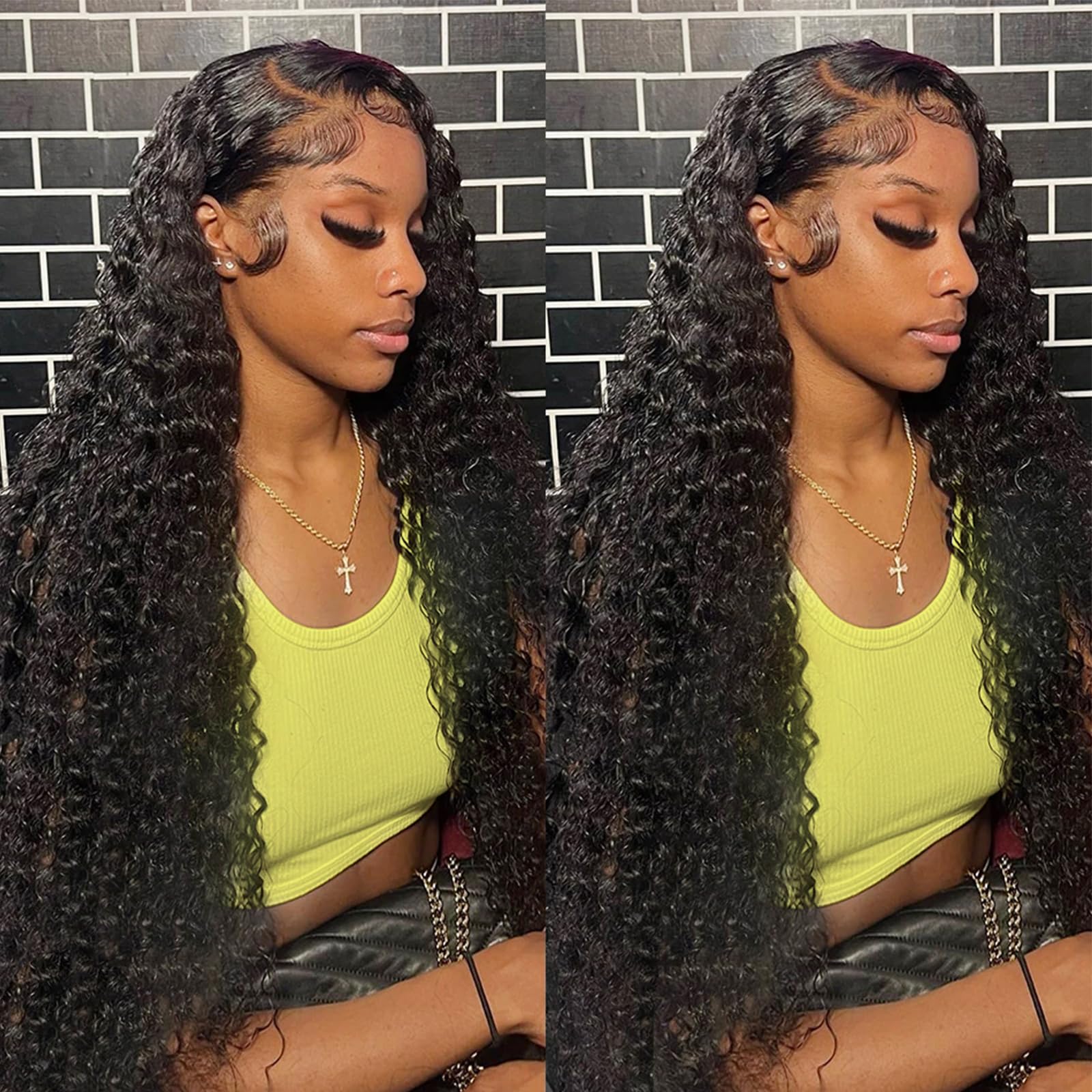 Midulla 13x6 Deep Wave Lace Front Wigs Human Hair Pre Plucked 180% Density HD Lace Front Wigs Human Hair Deep Wave Glueless Frontal Wigs Human Hair Wigs for Black Women Free Part 22 Inch