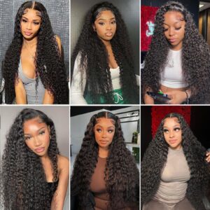 Midulla 13x6 Deep Wave Lace Front Wigs Human Hair Pre Plucked 180% Density HD Lace Front Wigs Human Hair Deep Wave Glueless Frontal Wigs Human Hair Wigs for Black Women Free Part 22 Inch