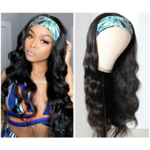 catti Body Wave Headband Wig Human Hair Headband Wigs for Black Women Brazilian Virgin Hair Wear and Go Glueless Wigs Human Hair Headband Wig 150% Density (18" Headband wigs)