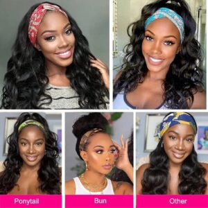 catti Body Wave Headband Wig Human Hair Headband Wigs for Black Women Brazilian Virgin Hair Wear and Go Glueless Wigs Human Hair Headband Wig 150% Density (18" Headband wigs)