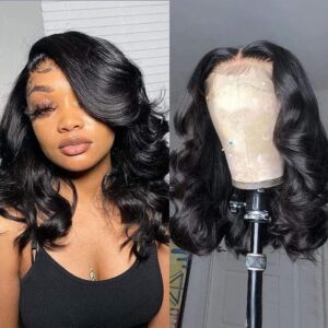 cixhygsa lace front wigs human hair pre plucked glueless wigs for women body wave 13x4 lace frontal wear and go wigs for beginners 180% density brazilian virgin human hair wig(14 inch)