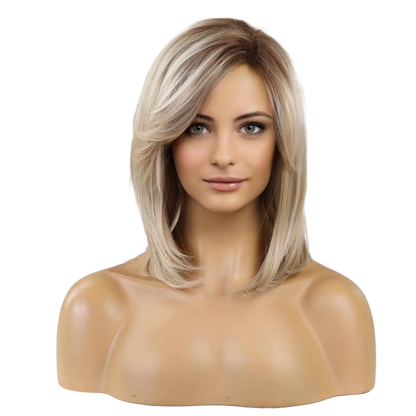 HAIRCUBE Shoulder Length Bob Wigs for Women Side Parting