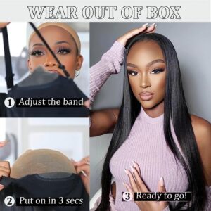 Xinjiju Glueless Wigs Human Hair Pre Plucked Pre Cut Ready to Go Glueless Wig 6x4 Straight Lace Front Wigs Human Hair Ready to Wear Wigs for Black Women 20 Inch