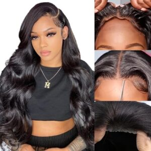 Anyweek 6x4 Wear and Go Glueless Wig 28inch Glueless Wigs Human Hair Pre Plucked Pre Cut HD Lace Closure Wigs Human Hair 180% Density Body Wave Lace Front Wig