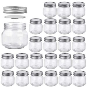 betrome 8 oz mason jars, 24 pack 240ml glass canning jars with regular mouth lids, glass storage containers for overnight oats, jam, jelly, honey, beans, spice, wedding party favor, shower favor