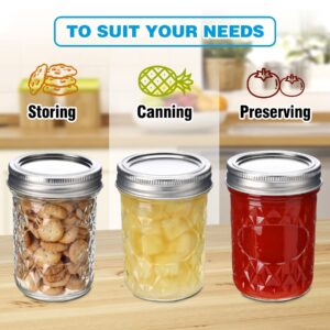 Cozcty 24 Pack 8 oz Mason Jars with Lids and Bands, Small Regular Mouth Glass Canning jars with Airtight Lids, Jelly Jars, Jam Jars, Ideal for Canning, Preserving, Honey, Wedding Favors, Shower Favors