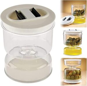 saodrhfu pickle and olive hourglass jar - pickle jar with strainer flip, pickle grabber, juice separator, pickle container, kimchi jar for airtight food storage