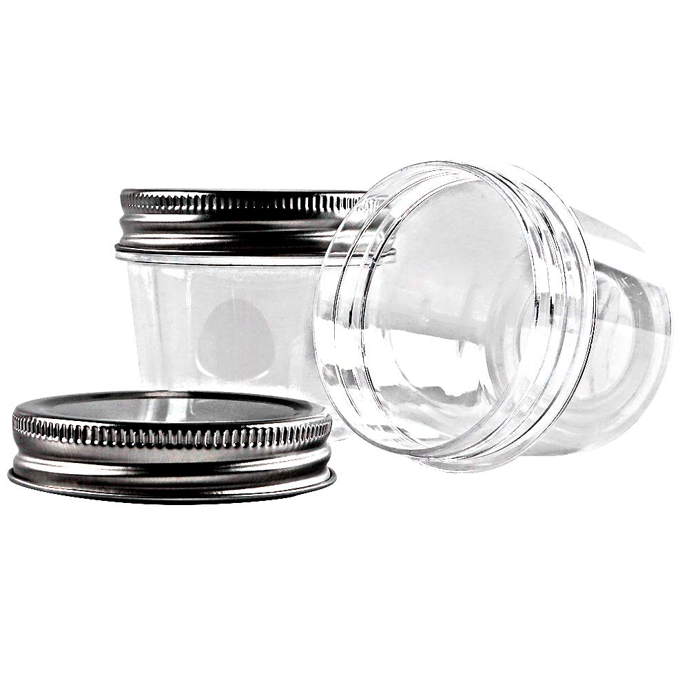 novelinks 4 Ounce Clear Plastic Jars Containers With Screw On Lids - Refillable Round Empty Plastic Slime Storage Containers for Kitchen & Household Storage - BPA Free (40 Pack)