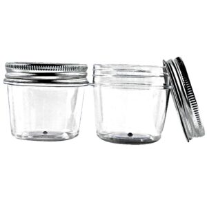 novelinks 4 Ounce Clear Plastic Jars Containers With Screw On Lids - Refillable Round Empty Plastic Slime Storage Containers for Kitchen & Household Storage - BPA Free (40 Pack)