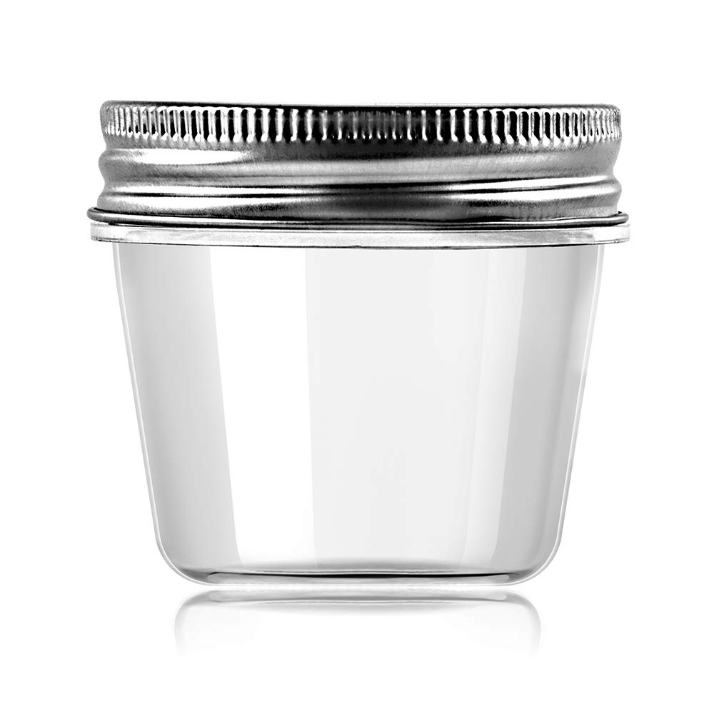 novelinks 4 Ounce Clear Plastic Jars Containers With Screw On Lids - Refillable Round Empty Plastic Slime Storage Containers for Kitchen & Household Storage - BPA Free (40 Pack)