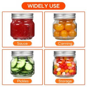 Mcupper 6 Pack Small Mason Jars 8 oz, Half Pint Canning Jars, 6 Split-Type Lids and EXTRA 6 Single Lids Included, Regular Mouth Glass Jars for Canning, DIY & Candle