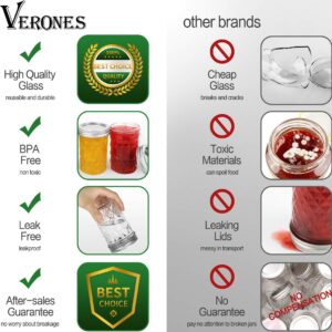 VERONES Mason Jars 8 OZ, 8 OZ Canning Jars Jelly Jars With Regular Lids, Ideal for Jam, Honey, Wedding Favors, Shower Favors, 15 PACK