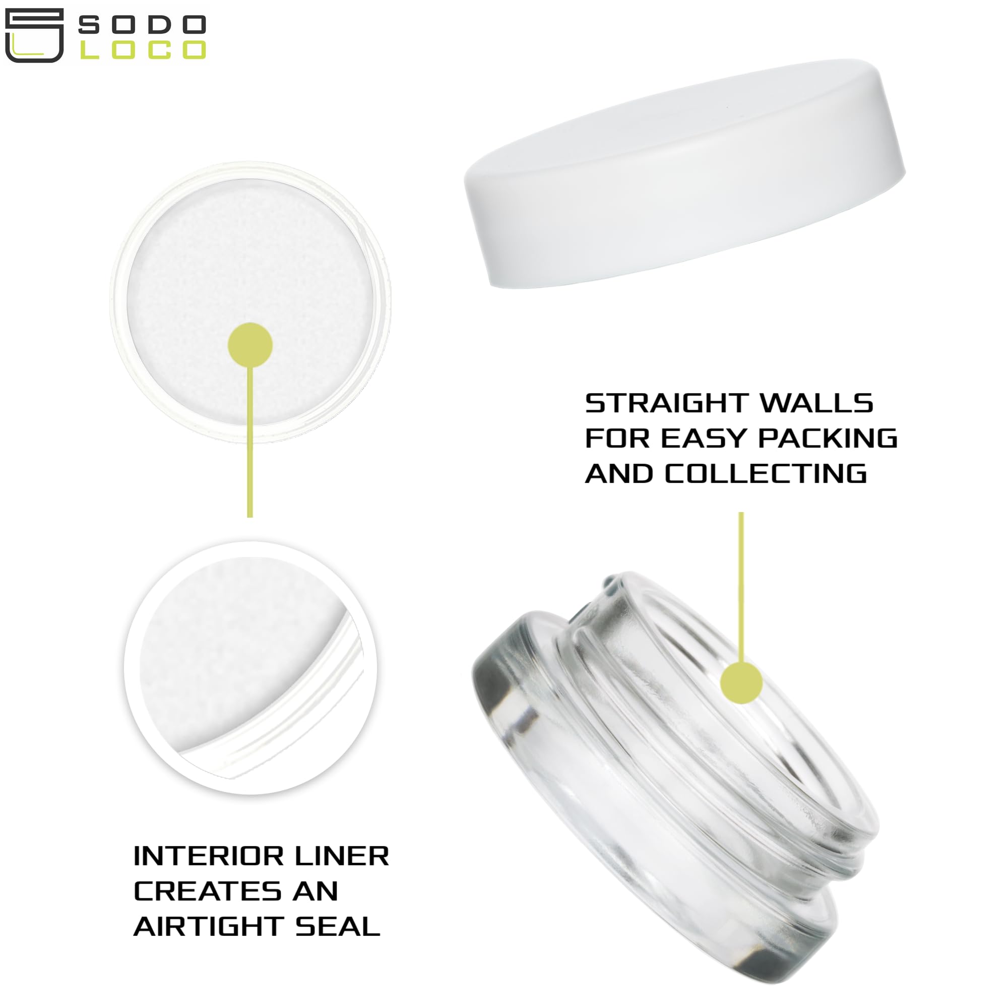 (90 Pack) 7ml Low Profile Thick Glass Jars with White Lids - Airtight Containers for Oil, Lip Balm, Wax, Cosmetics