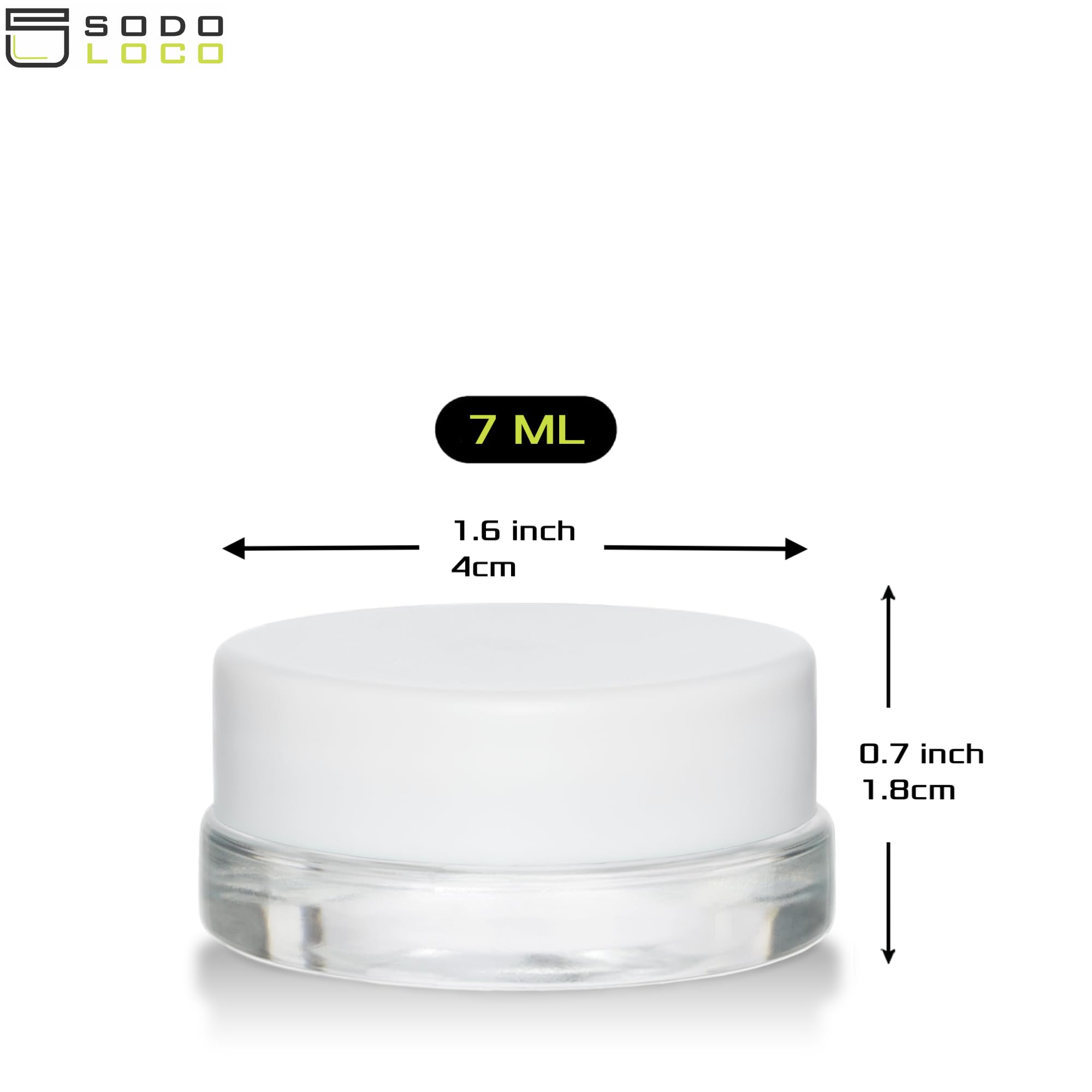 (90 Pack) 7ml Low Profile Thick Glass Jars with White Lids - Airtight Containers for Oil, Lip Balm, Wax, Cosmetics