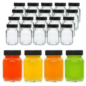 qappda 2oz mason jars set of 48,glass spice jars with black lids,small mason juice bottles for ginger shots,honey,jam,party favor