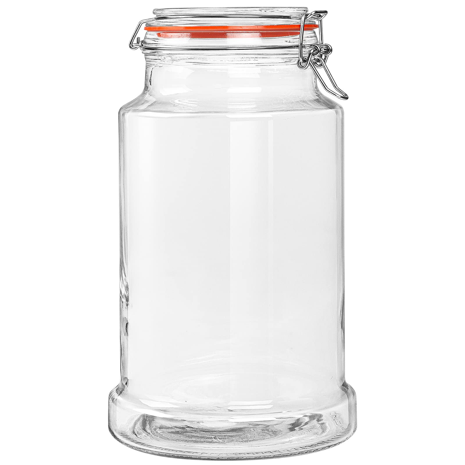 Qianfenie 1.2 Gallon Airtight Glass Jars with Hinged Lids, Wide Mouth Glass Storage Jars for Flour, Pasta, Cookies, Large Capacity, Sturdy and Heavy Duty, 1 Pack