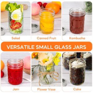 Jaisie.W Mason Jars 8 oz with Lids&Bands 12Pack, Small Canning Jars 8 oz - 8 oz Glass Jars with Lids for Oats/Jelly/Jams/Crafts/Candles