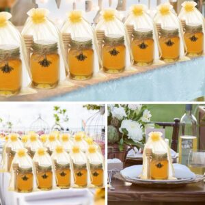 Woaiwo-q Mini Honey jars-2 oz, 48 pcs glass honey jars with wooden dipper,Glass Honey jars with lids-Bulk Thank You Gifts,Baby Shower, Wedding Favors,Honey Jars Party Favor