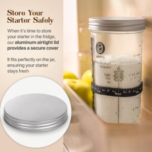 Sourdough Starter Kit, Includes 24 oz Sourdough Starter Jar with Metallic Lid, Silicone Spatula, Feeding Tracker, Extra Thermometer Strips & Breathable Covers – A Perfect Sourdough Bread Starter Kit