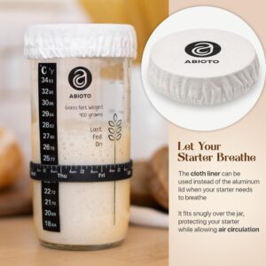 Sourdough Starter Kit, Includes 24 oz Sourdough Starter Jar with Metallic Lid, Silicone Spatula, Feeding Tracker, Extra Thermometer Strips & Breathable Covers – A Perfect Sourdough Bread Starter Kit