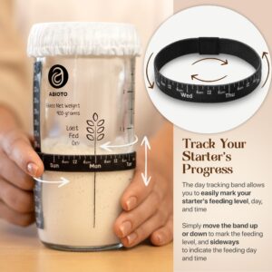 Sourdough Starter Kit, Includes 24 oz Sourdough Starter Jar with Metallic Lid, Silicone Spatula, Feeding Tracker, Extra Thermometer Strips & Breathable Covers – A Perfect Sourdough Bread Starter Kit